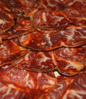 Cured meat acorn-fed iberico morcón – Jabugo Huelva Andalusia Spain