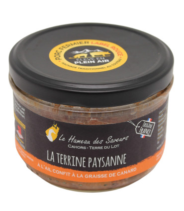 Farmhouse terrine with candied garlic in duck fat