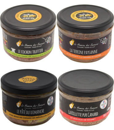 Selección de 4 patés, terrinas y rillettes