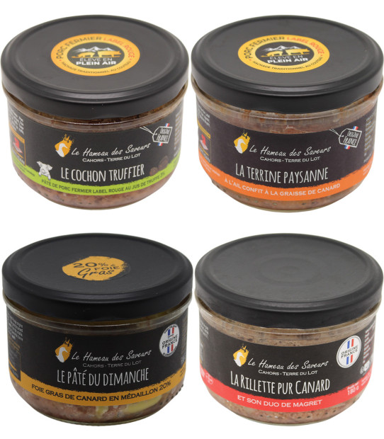 Selección de 4 patés, terrinas y rillettes