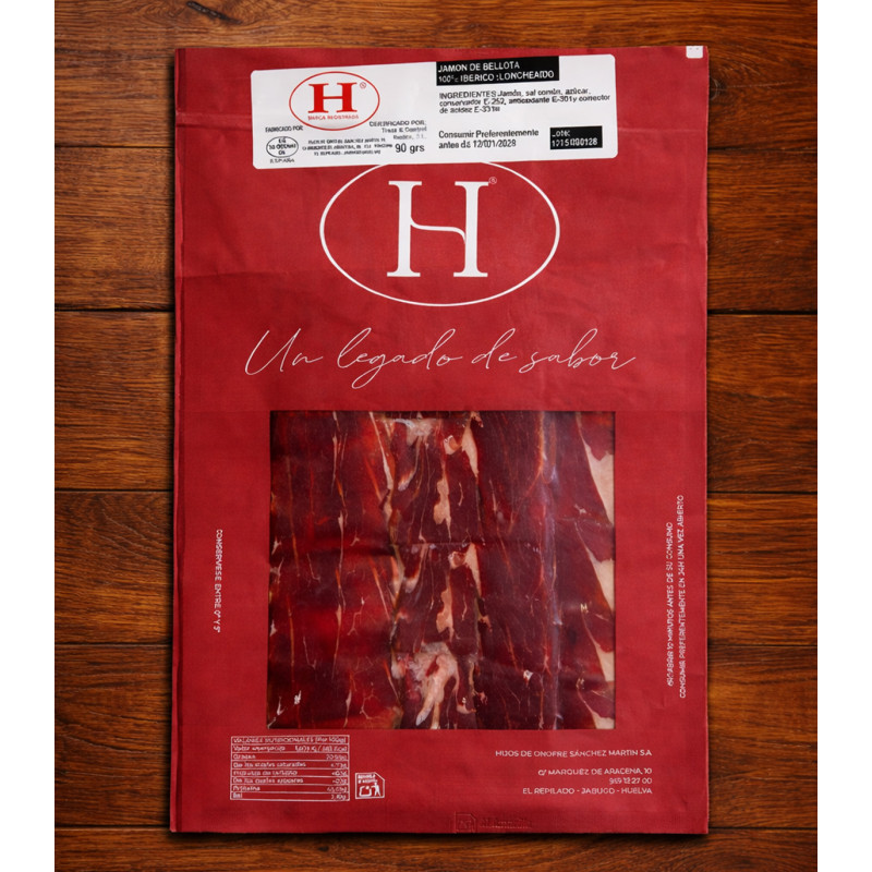 Sliced and packed acorn-fed iberico ham bellota