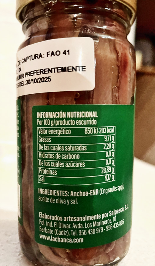 Anchoas sin conservantes