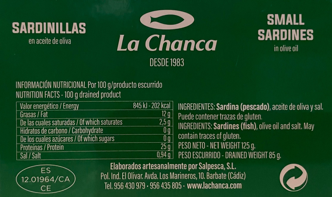 ingredientes de la conserva sardinillas en aceite