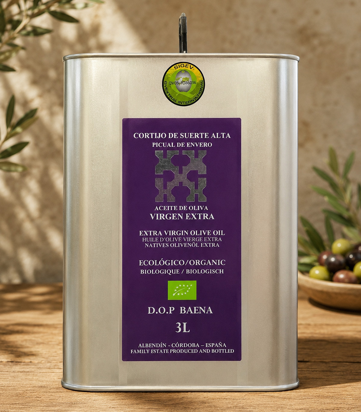 huile d'olive bio en bidon de 3 litres