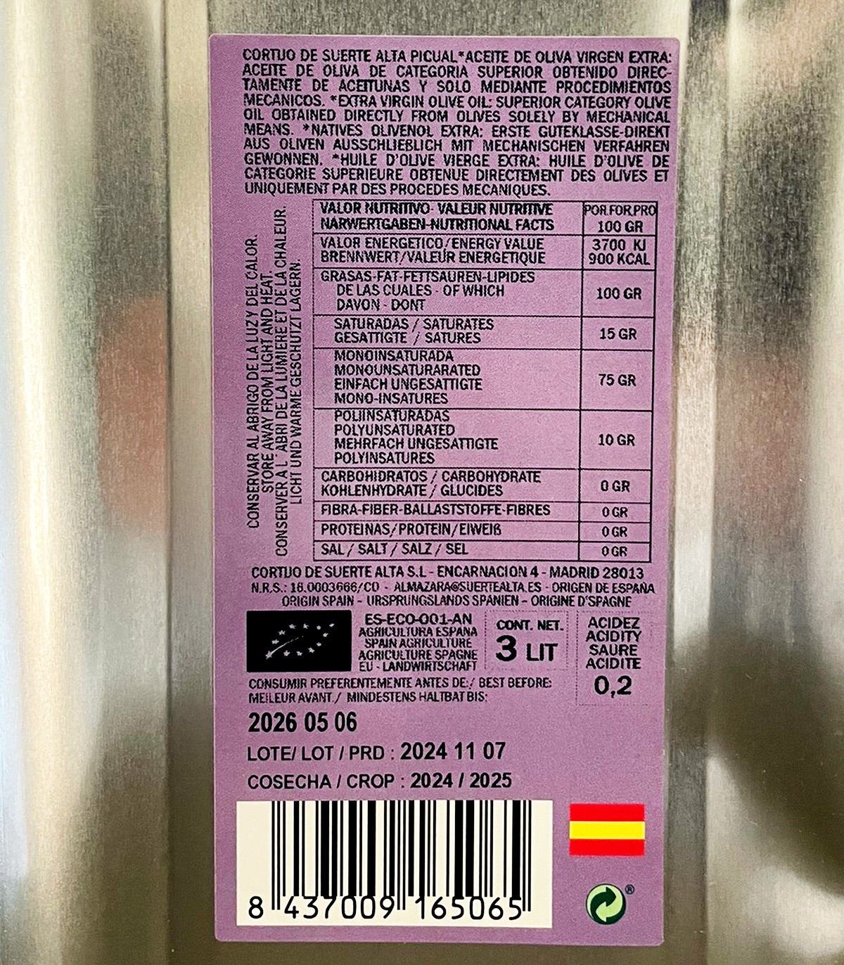 etiqeta aceite de oliva ecologica