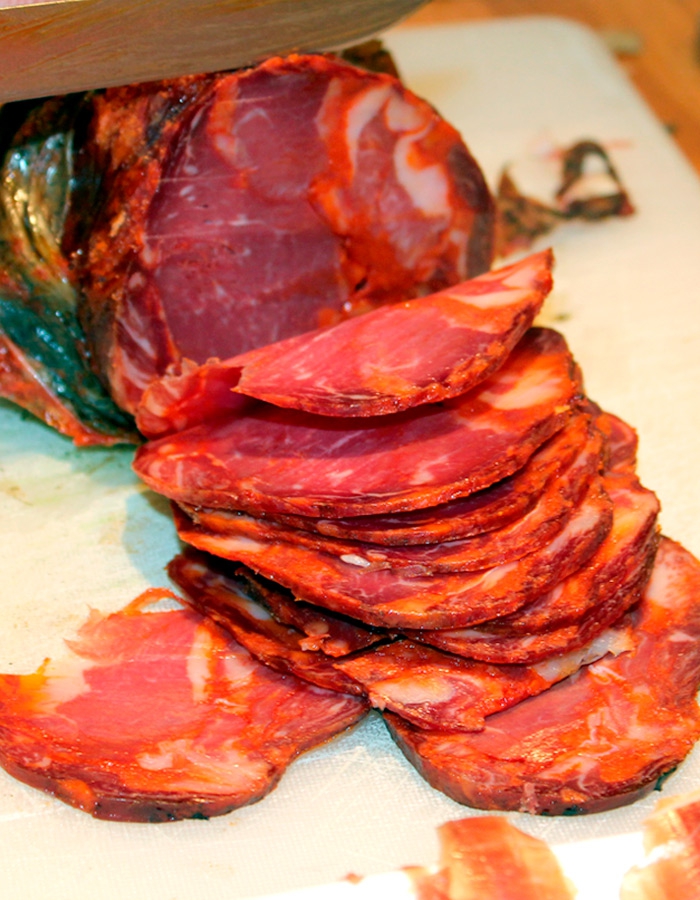 Morcón ibérique de bellota en dégustation