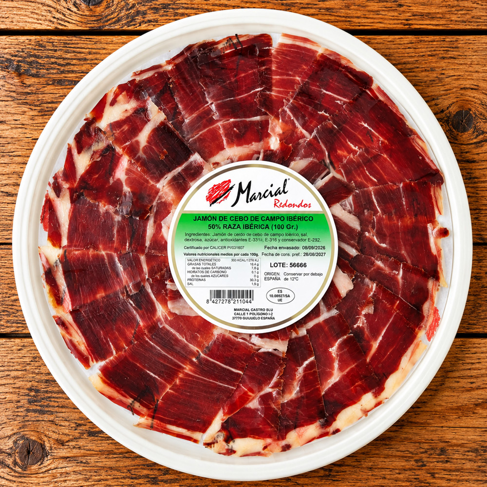 100 gr of 0% Iberian Cebo de Campo Ham