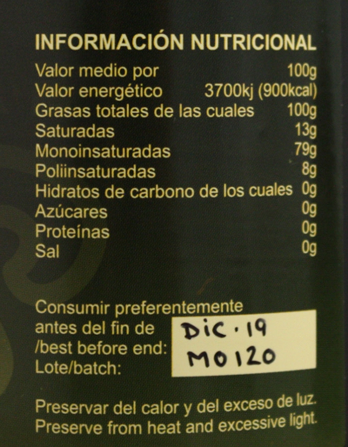 Etiqueta aceite AOVE