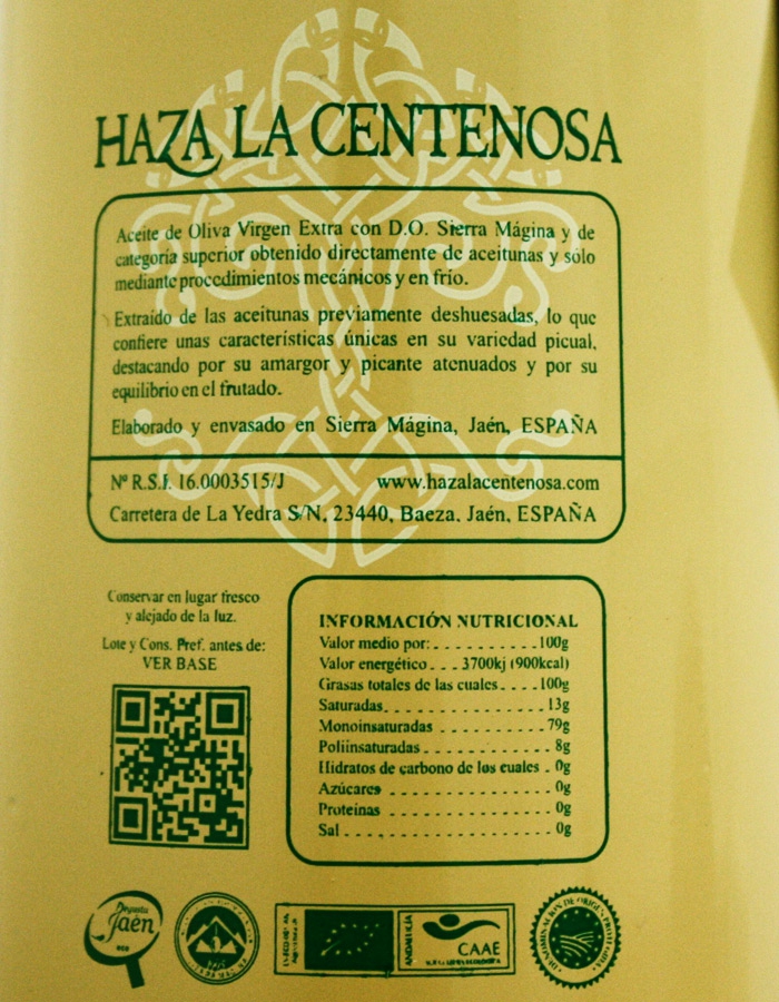 label aceite oliva