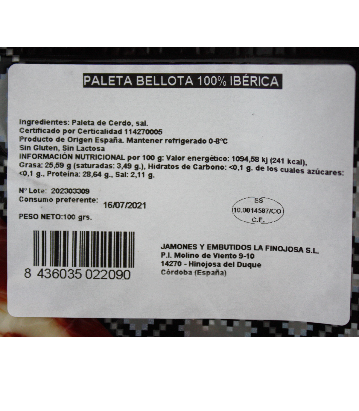 Etiqueta sobre de paleta La Finojosa