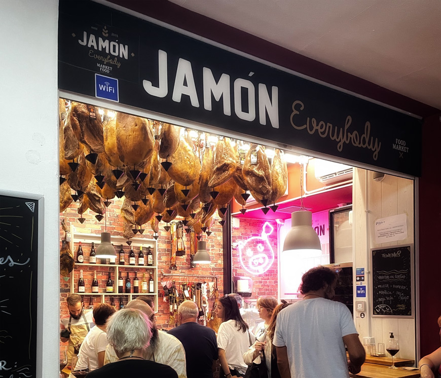 Iberian ham at the market