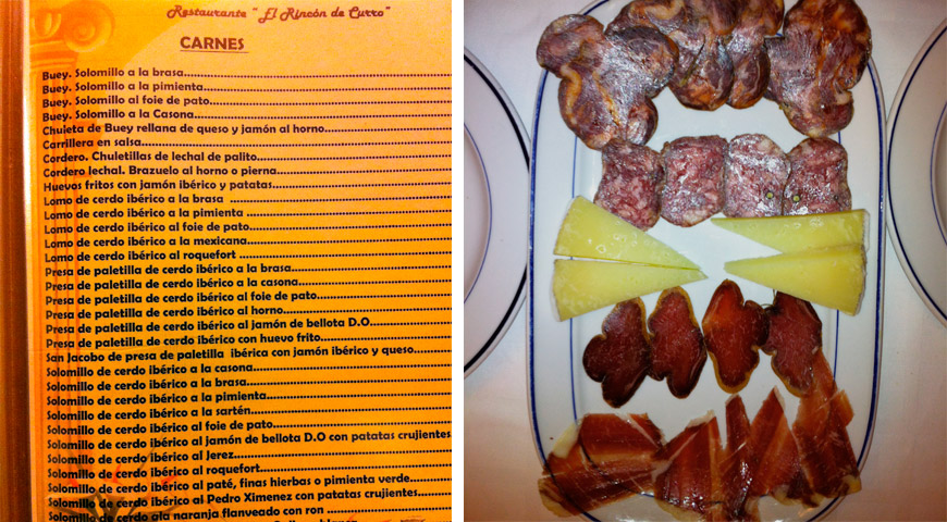 menu El Rincón de Curro